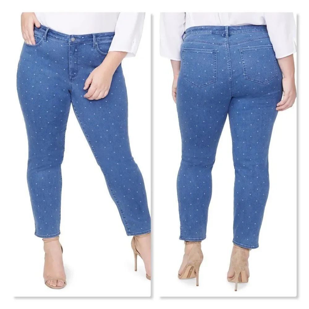 NEW! NYDJ Slim Straight Polka Dot Ankle Jeans - size 0
